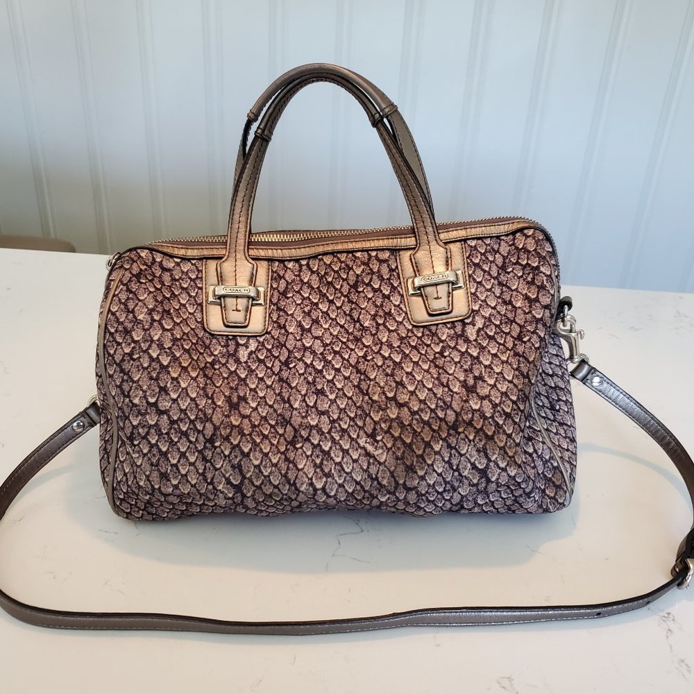 COACH Taylor Snake Print Top Handle Satchel Handbag #F26037 Gunmetal (EUC)
